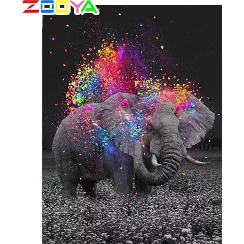 ZOOYA DIY 5D Diamond Painting Elephant Home Decoration Mosaic Animal Embroidery Cross Stitch Wall Stickers Diamond Home Decor