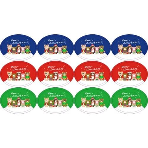 1200pcs/lot cute bears Merry Christmas theme seal sticker adhesive package label for handmade gifts wholesale