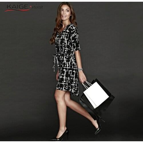 Kaige.Nina dress Women o-neck and half sleeves dress plus size women clothing chic elegant sexy fashion dresses 9027