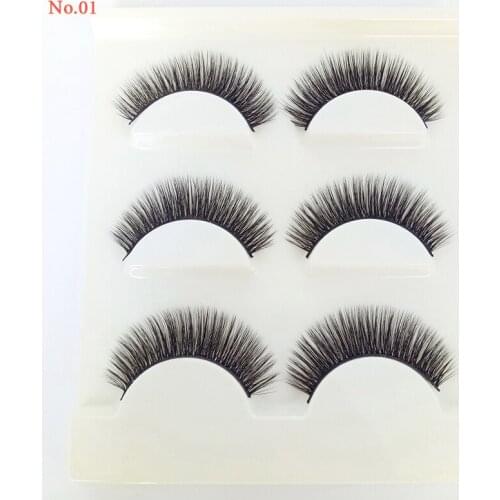 3 Pair 3D Natural False Eyelashes Handmade Long Fake Lashes 3D Mink Eyelashes Extension Eyelash