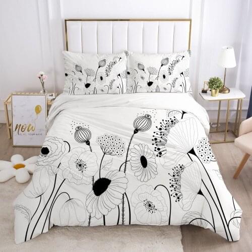 3D Bedding Sets Quilt Covers Pillow Shams Duvet Cover Sets Bedclothes Bed Linens King Queen Full Simple Flower Home Textile
