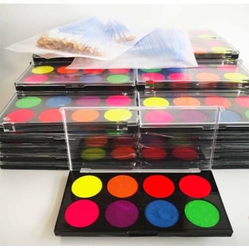 8 Color Fluorescent Face Painting UV Eyeliner Palette Non-Toxic Washable Customized Body Face Painting