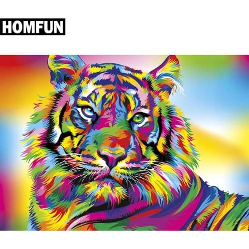 HOMFUN Full Square/Round Drill 5D DIY Diamond Painting "Animal tiger (3)" Embroidery Cross Stitch 5D Home Decor Gift