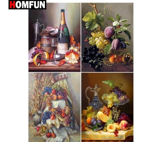 HOMFUN Diamond Painting Full Square/Round Diamond "Grape fruit wine" Pattern Embroidery Cross Stitch 5D Rhinestone Painting