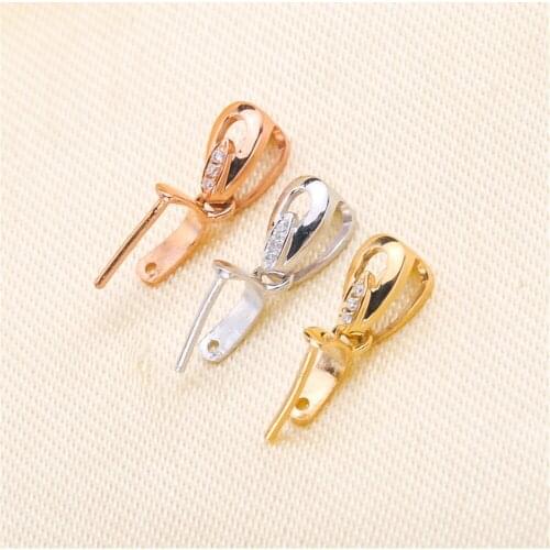 Solid 18K gold diamond inlaid jade pendant clasp necklace pendant fastener jade clasp diy melon seed jade clasp