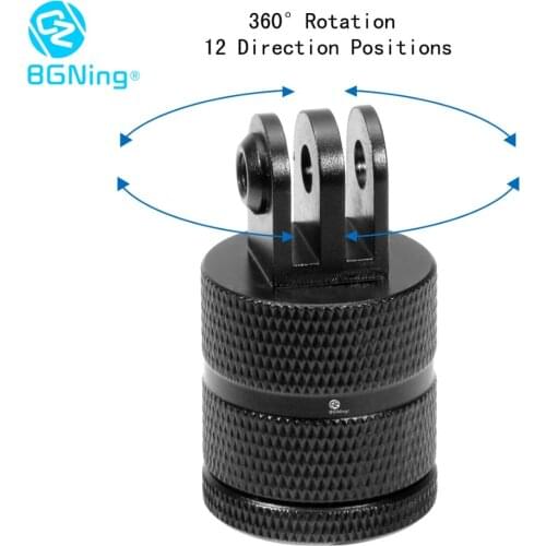 CNC 360Degree Rotatable Tripod Connector 1/4 Base Mount Adapter for GoPro Hero 3+ 4 5 Session 6 7 Yi Sjcam Sports Action Camera