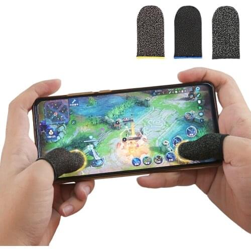 1 Pair Gaming Finger Sleeve Fiber Breathable Fingertips for Games Anti-Sweat Touch Screen Finger Cots Cover Sensitive Mobile