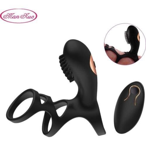 Man Nuo Remote Control Penis Cock Vibrator Ring Double Penetration Strapon Dildo G spot Vibrators Sex Toys For Couples R4