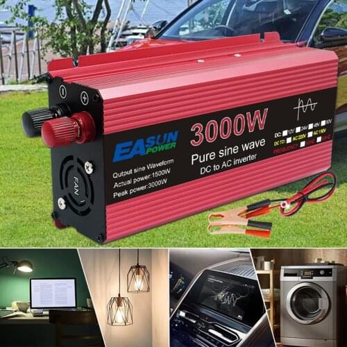 Inverter 12V 220V Pure Sinus DC to AC Inversor 3000w 2200w 1600w 1000w Stabilizer 24Volt 50hz 60hz Transformer