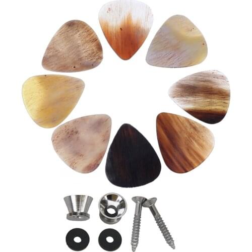 Exquisite 8Pcs Guitar Finger Picks Plectrums+2pcs Strap Lock Buckle Set
