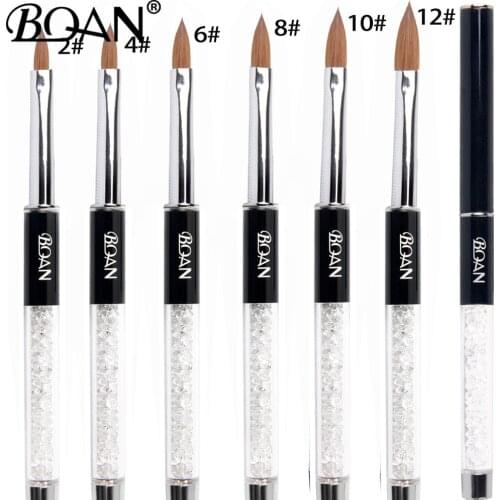 BQAN #2#4#6#8#10 Black Kolinsky Nail Brush Rhinestone Handle Pure Kolinsky Sable Acrylic Nails Oval Brush Acrylic Nail Brush