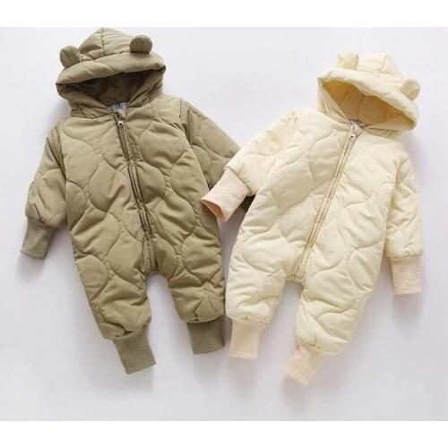 2021 Baby Winter Boy Clothes Ins Warm Snowsuits For Girls Cotton Overalls Hooded 0-24m Newborn Infants Kids Thickened Jumpsuits