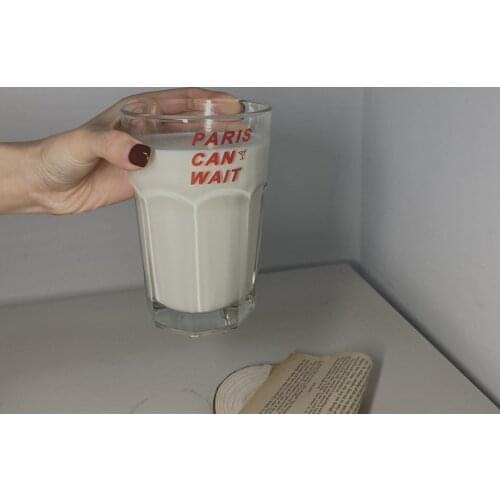 Korean Style Niche Simple Large-capacity Red English Glass Thickened Heat-resistant Milk Juice Coffee Cup Beer Mug