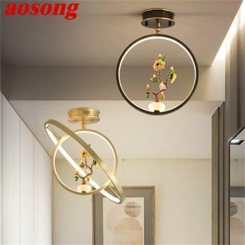 AOSONG Brass Ceiling Light Contemporary Luxury Gold Lamp Fixtures LED Creative For Home Decoration