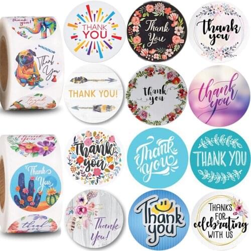 Cute Kawaii Thank You Stickers Seal Labels Animal Floral Bohemian Multi Color Fancy Blurred Rustic Arrow Smiley Sealing Closer