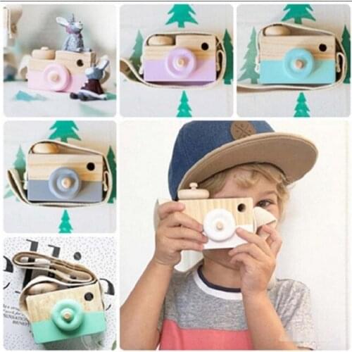 Mini Cute Wood Camera Toys Safe Natural Toy For Baby Children Fashion Clothing Accessory Toys Birthday Gifts Toys Cameras