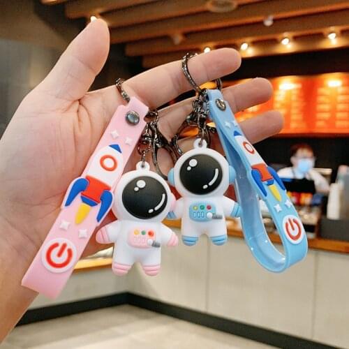 Cartoon silicone creative personality bag pendant astronaut car keychain astronaut gift gift keychain