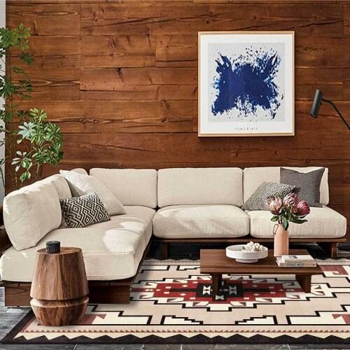 Retro Ethnic Style Living Room Non-Slip Floor Mat Persian Geometric Print Decor Carpet Bedroom Kitchen Bathroom Hallway Door Rug