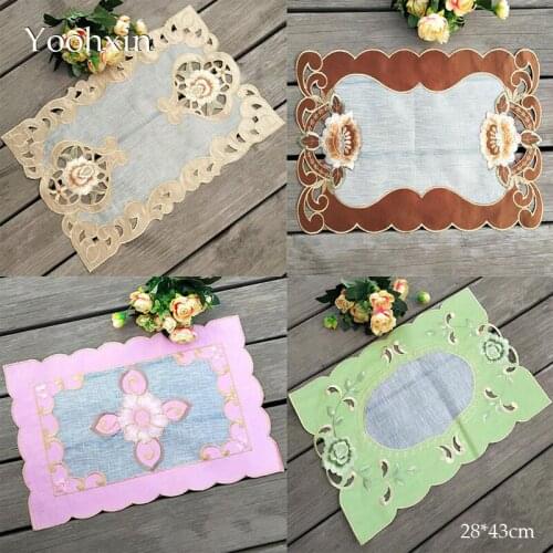 NEW embroidery satin lace table place mat cloth pad cup coaster placemat tea doily kitchen wedding Christmas decor tableware