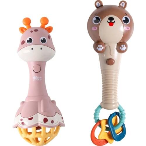 New Baby Rattles Toy Ringing Sound Light 0 - 3-year-old Hand Clutching Playing Toy Stick Hand Bells Mobile Early Educational Toy