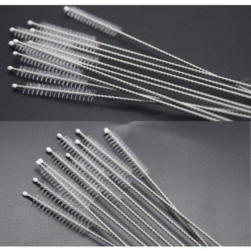 Wholesale 300pcs Drinking Stainless Steel Straw Brush Metal Reusable Cocktail Drinking Straw Cleaner Brushes Nylon Brush Straw