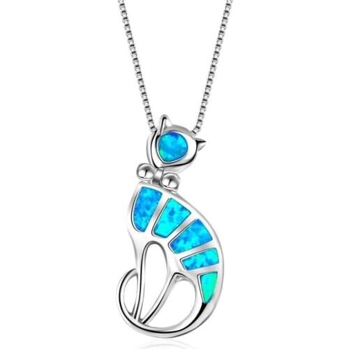 Hot Sale Unique Personality Alloy Necklace Lucky Civet Blue Pendant Necklace Women Wedding Birthday Christmas Party Jewelry Gift
