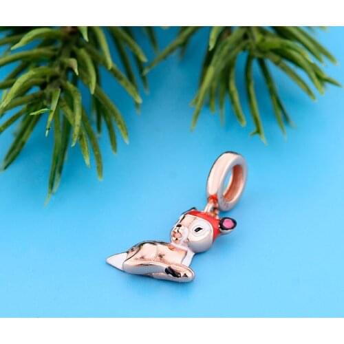 Fit Original Charm Bracelet 925 Silver Rose Gold Plate Bambi The Deer Elk Bead For Making Women Christmas Gift Berloque 2021 New