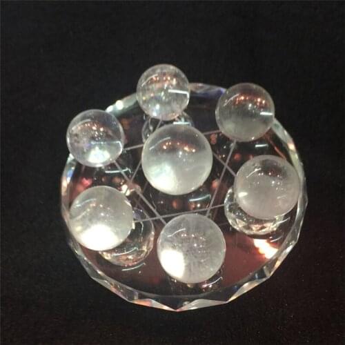 Pretty cute small size natural clear quartz ball seven star array healing crystals for meditation and home decoration