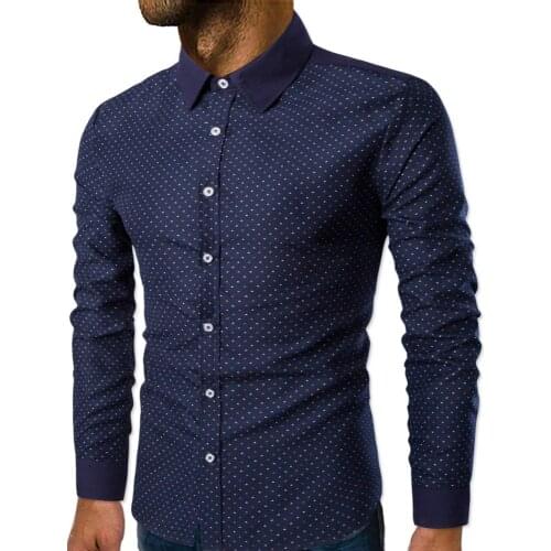 COLDKER men clothing casual shirt slim fit tops long sleeve turn-down collar blouse for male spring autumn cloth