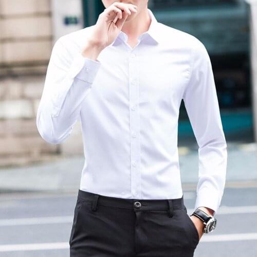 Spring Men Business Long Sleeve Plus Size Shirt Casual Slim Fit White Button Up Shirts Boy Streetwear Cotton Office Wear 4xl 5xl