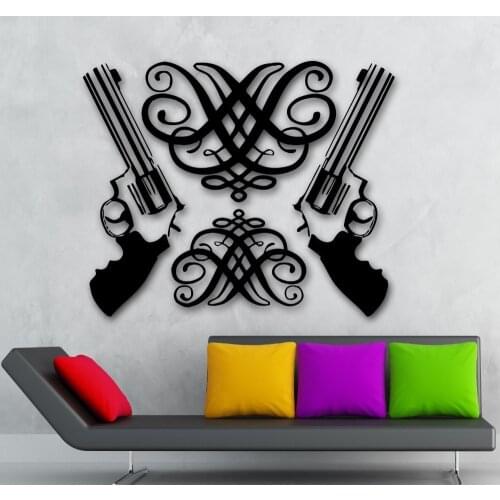 Removable Gun Wall Stickers Vinyl Decal Revolver Weapons Room Decal Art Vinyl Wall Sticker Papers A-25