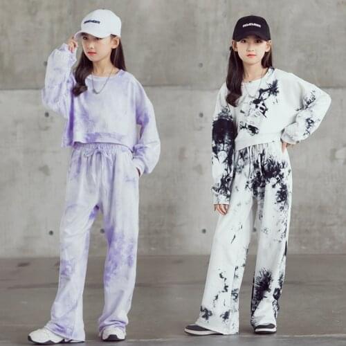 Teen Girls Sports Set 2021 Autumn Short Sweatshirt Wide-Leg Pants 2 Pcs Suits Boutique Kids Clothing Set 8 10 12 14 16 Years