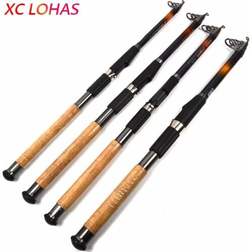 Super Strength Hybrid Carbon Fishing Rod Telescopic Fishing Pole Imitation Wood Handle Metal Rear Cover Sea Fishing Rod Tackle