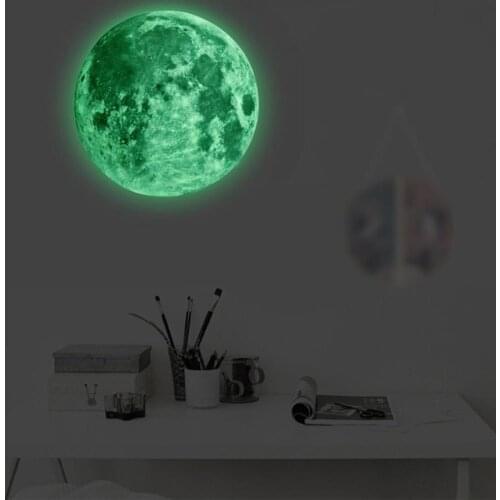 Luminous Moon Stickers Super Bright Luminous Waterproof Stickers Children Room Bedroom Lunar Luminous Planet Wall Stickers
