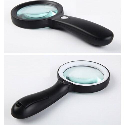 Lighted Magnifying Glass-10X Hand held Large Reading Magnifying Glasses with 12 LED Illuminated Light for Repair Inspection Coin