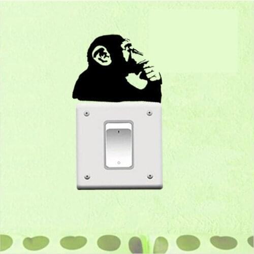 Vinyl Animal Creative Chimp Thinking Switch Sticker Home Decor Wall Decal 3SS0202