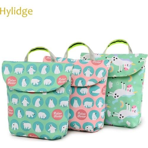 Hylidge Waterproof Mummy Bag Stroller Reusable Wet Bag Printed Pocket Nappy Bags PUL Travel Wet Dry Bags Mini Wetbag Diaper Bag