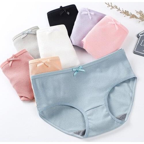 Japanese seamless thread womens mid-waist breathable cotton crotch panties Seamless cute sexy comfortable briefs