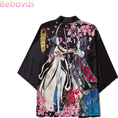 S- XXL Harajuku Japanese Fashion Kimono Women Tops and Blouses Men Haori Obi Asian Clothes 2020 Summer Beach Cardigan