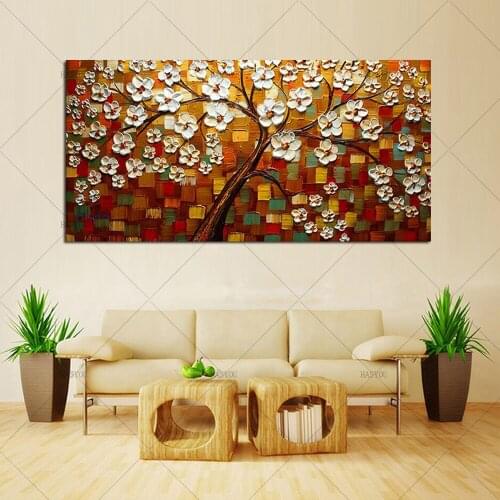 100% Hand Painted Modern Abstract knife flower Oil Painting on Canvas Wall Pictures for Living Room Kids Room home decorative