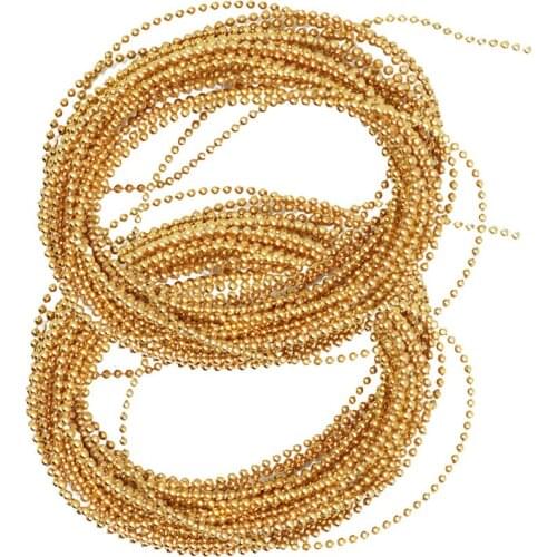 2Pcs 5 Meters Plastic Beads Beaded Ribbon Trim String For Wedding 15mm Gold