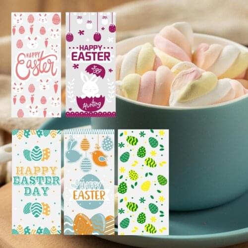 2021 New Style 50Pcs Easter Candy Cake Cookie Wrappers Cotton Candy OPP Flat Pocket Chocolate Packaging Bag Easter Baking Supply