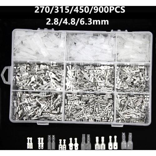 270/315/450/900PCS 2.8/4.8/6.3mm Crimp Terminals Insulated Seal Electrical Wire Connectors Crimp Terminal Connector Assortment