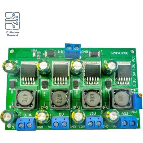 3A 4-Channel Step-Down Power Module 4.5-30V to 3.3V 5V 12V DC Adjustable Buck Converter Power Module LM2596 AMS1117 7805 7812