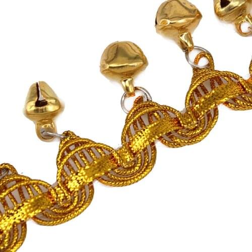 5yard Gold Metallic Braided Bell Fringe Trimming Lace Ribbon Tape Applique Scrapbooking for Belly Dance Dancewear T1764