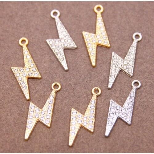 6pcs KC Gold Color Lightning Charms Beads for Pendants Necklaces Handmade Bracelets 27*10mm Jewelry Accessories
