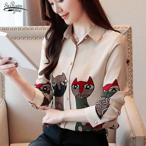 Shirts Female 2021 Fashion Long Sleeve Spring Korean Chiffon Bottomed Floral Women Tops and Blouses Elegant Ladies Women 8356 50