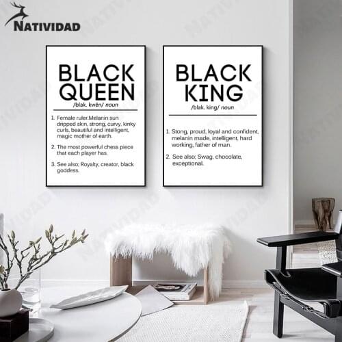 Black Queen Black King Text Art Poster Word Analysis Canvas Painting Wall Art Picture Study Bedroom Home Decoration Wall Poster