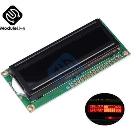 5V Screen Digital LCD 16x2 Red Character Dot Matrix 1602 Red Display Module Black Background Parallel Port Electronic Board