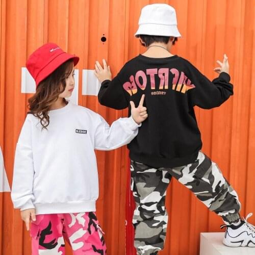 Kid Hip Hop Clothing Shirt Sweatshirt Top Camouflage Pants for Girls Boy Jazz Dance Costume Ballroom Dancing Clothes Dancewear